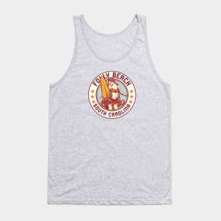 Vintage Surfing Badge for Folly Beach, South Carolina Tank Top